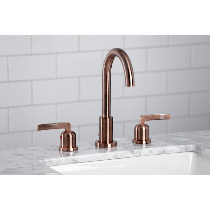 Centurion FSC892EFLAC Two-Handle 3-Hole Deck Mount Widespread Bathroom Faucet with Brass Pop-Up Drain, Antique Copper