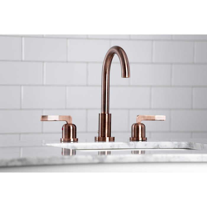 Centurion FSC892EFLAC Two-Handle 3-Hole Deck Mount Widespread Bathroom Faucet with Brass Pop-Up Drain, Antique Copper