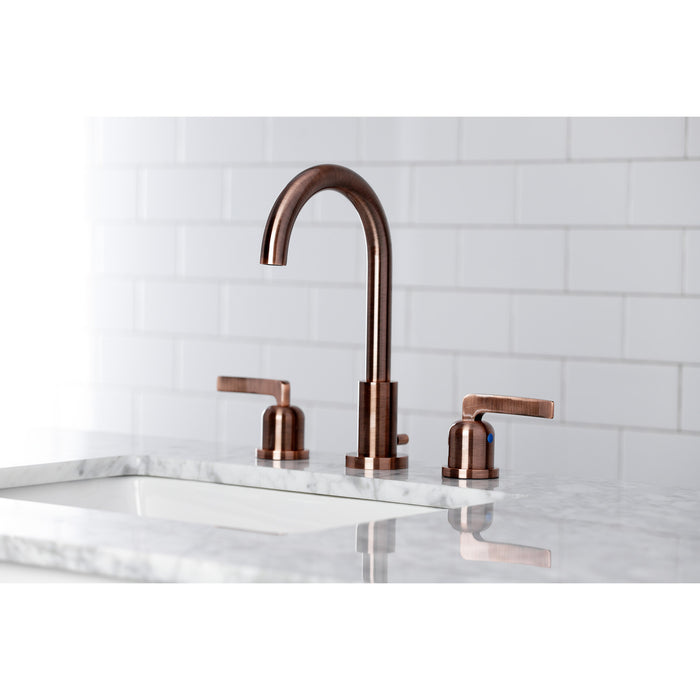 Centurion FSC892EFLAC Two-Handle 3-Hole Deck Mount Widespread Bathroom Faucet with Brass Pop-Up Drain, Antique Copper