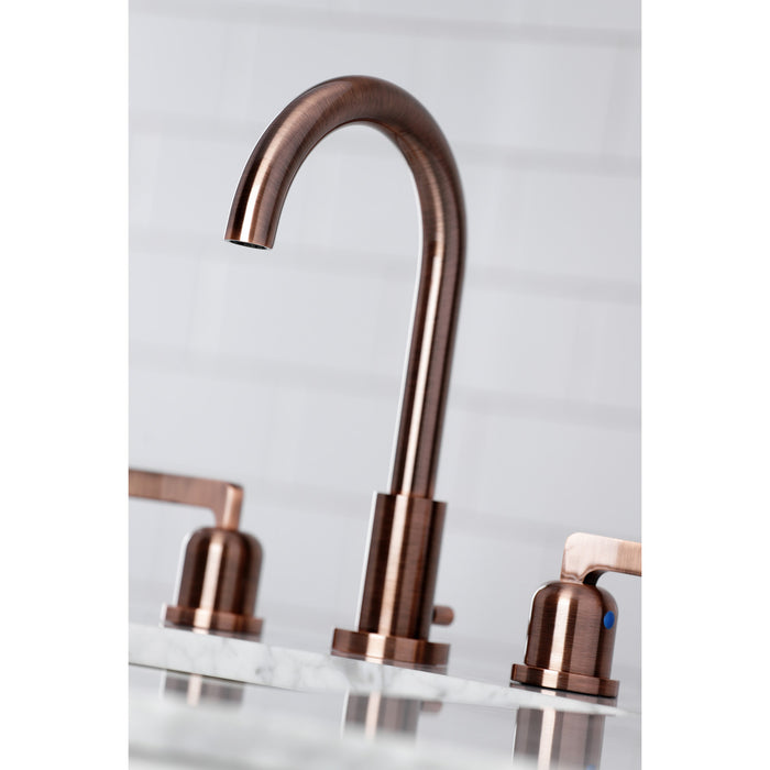 Centurion FSC892EFLAC Two-Handle 3-Hole Deck Mount Widespread Bathroom Faucet with Brass Pop-Up Drain, Antique Copper