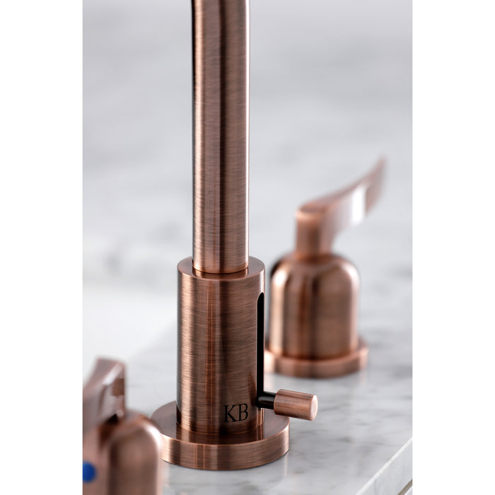 Centurion FSC892EFLAC Two-Handle 3-Hole Deck Mount Widespread Bathroom Faucet with Brass Pop-Up Drain, Antique Copper