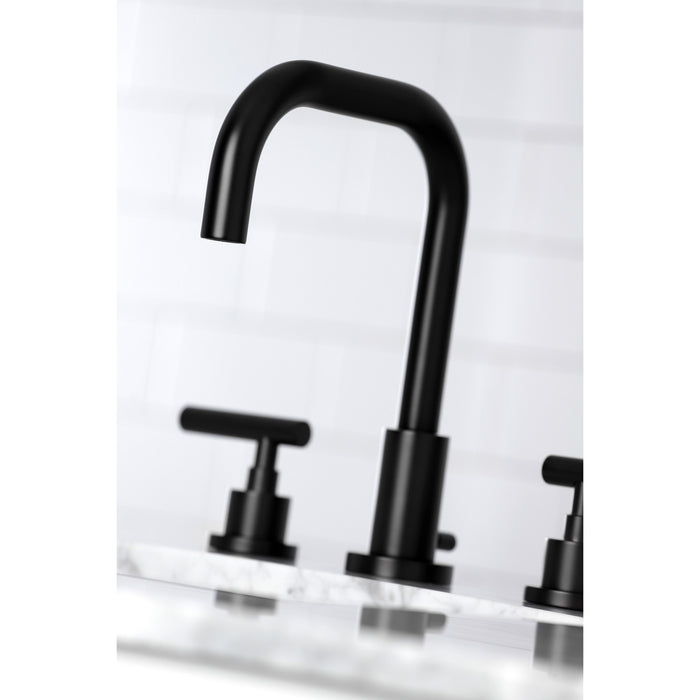 Manhattan FSC8930CML Two-Handle 3-Hole Deck Mount Widespread Bathroom Faucet with Brass Pop-Up Drain, Matte Black