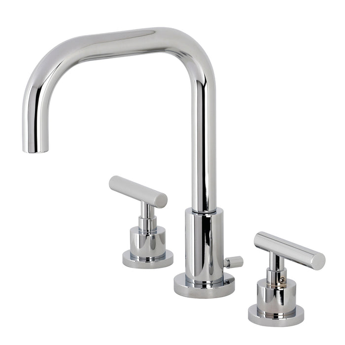 Manhattan FSC8931CML Two-Handle 3-Hole Deck Mount Widespread Bathroom Faucet with Brass Pop-Up Drain, Polished Chrome