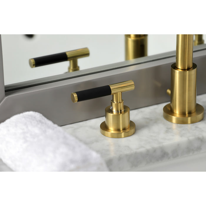 Kaiser FSC8933CKL Two-Handle 3-Hole Deck Mount Widespread Bathroom Faucet with Brass Pop-Up Drain, Brushed Brass