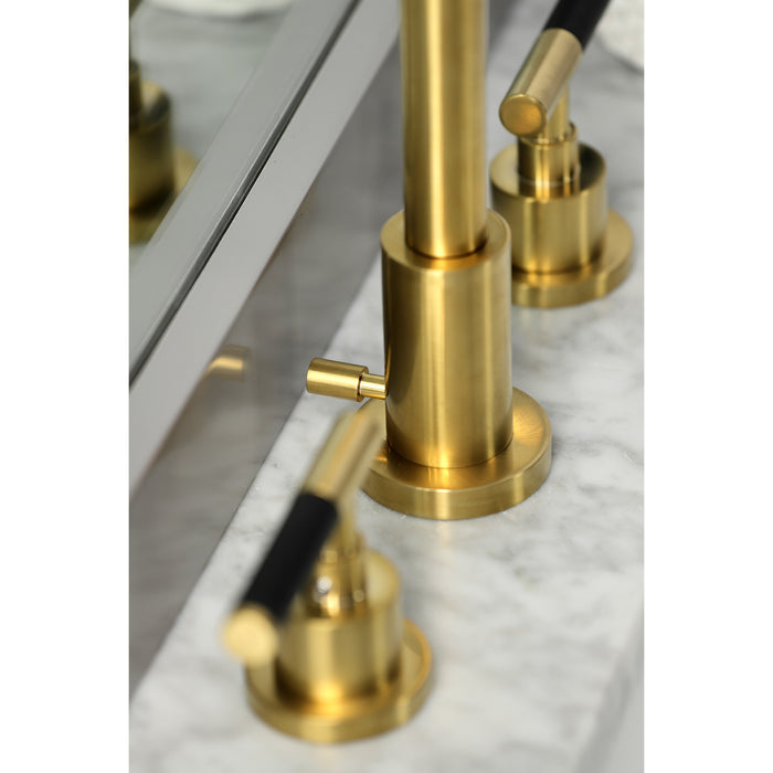 Kaiser FSC8933CKL Two-Handle 3-Hole Deck Mount Widespread Bathroom Faucet with Brass Pop-Up Drain, Brushed Brass