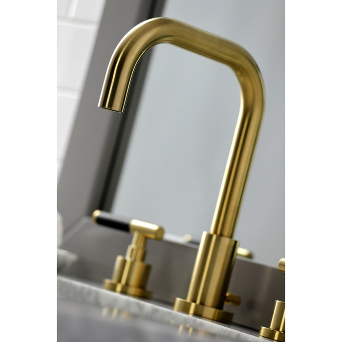 Kaiser FSC8933CKL Two-Handle 3-Hole Deck Mount Widespread Bathroom Faucet with Brass Pop-Up Drain, Brushed Brass