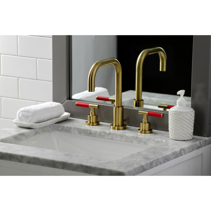 Kaiser FSC8933CKL Two-Handle 3-Hole Deck Mount Widespread Bathroom Faucet with Brass Pop-Up Drain, Brushed Brass