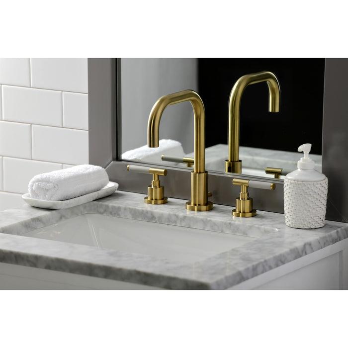 Kaiser FSC8933CKL Two-Handle 3-Hole Deck Mount Widespread Bathroom Faucet with Brass Pop-Up Drain, Brushed Brass