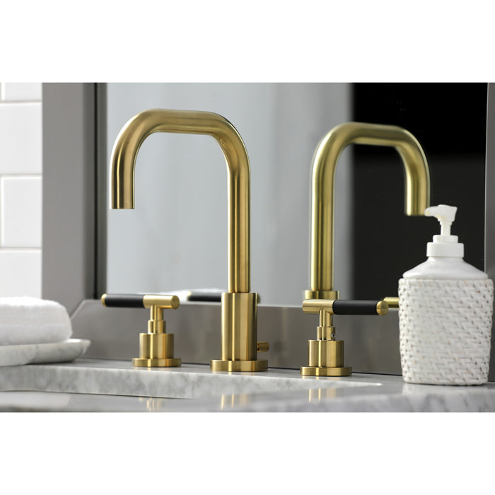 Kaiser FSC8933CKL Two-Handle 3-Hole Deck Mount Widespread Bathroom Faucet with Brass Pop-Up Drain, Brushed Brass