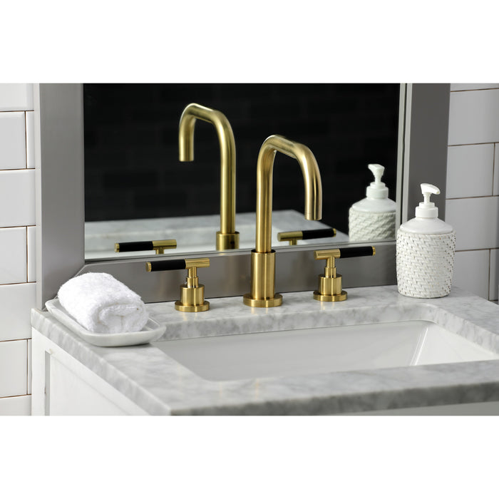 Kaiser FSC8933CKL Two-Handle 3-Hole Deck Mount Widespread Bathroom Faucet with Brass Pop-Up Drain, Brushed Brass