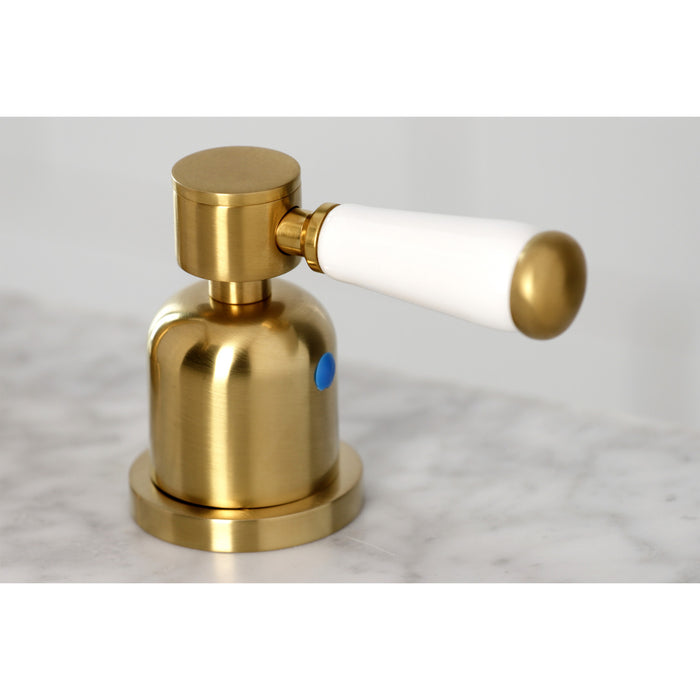 Paris FSC8933DPL Two-Handle 3-Hole Deck Mount Widespread Bathroom Faucet with Brass Pop-Up Drain, Brushed Brass