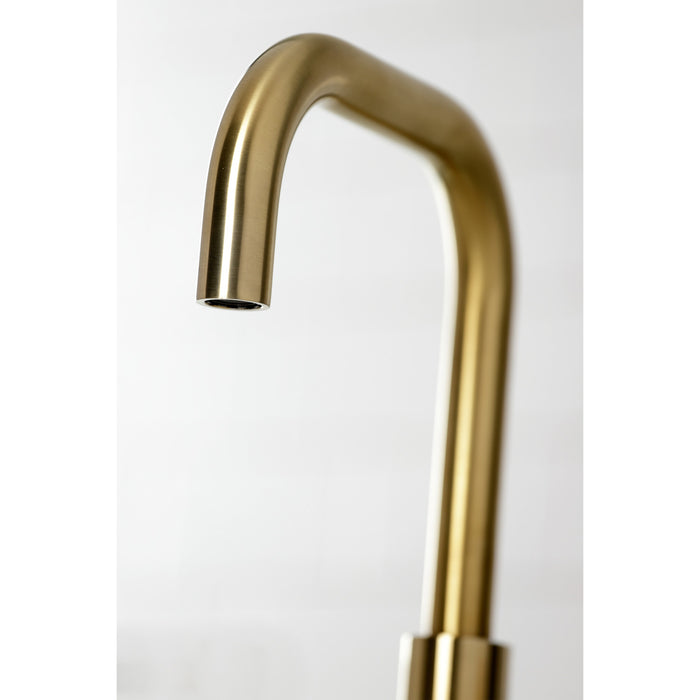 Paris FSC8933DPL Two-Handle 3-Hole Deck Mount Widespread Bathroom Faucet with Brass Pop-Up Drain, Brushed Brass