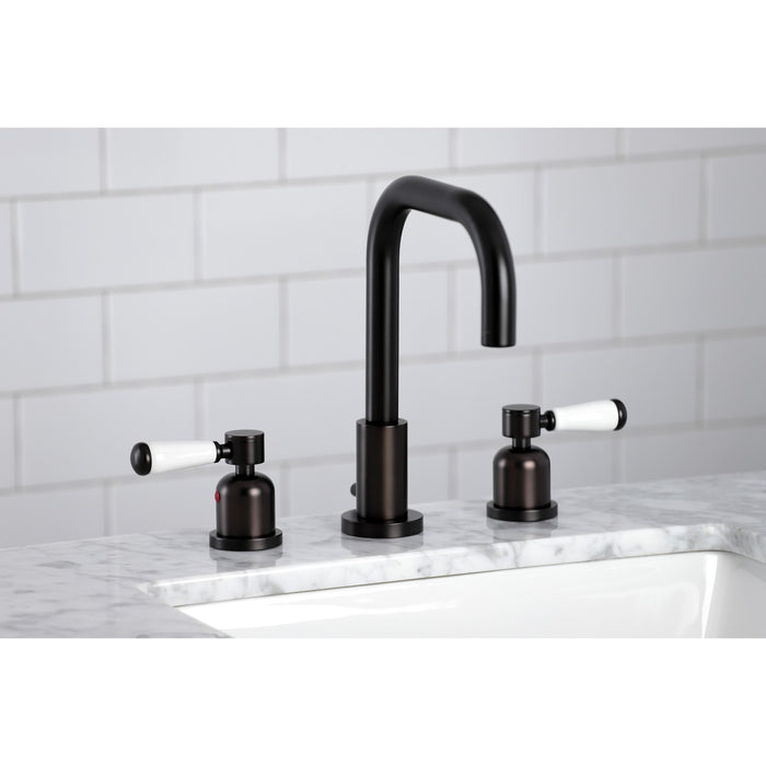 Paris FSC8935DPL Two-Handle 3-Hole Deck Mount Widespread Bathroom Faucet with Brass Pop-Up Drain, Oil Rubbed Bronze