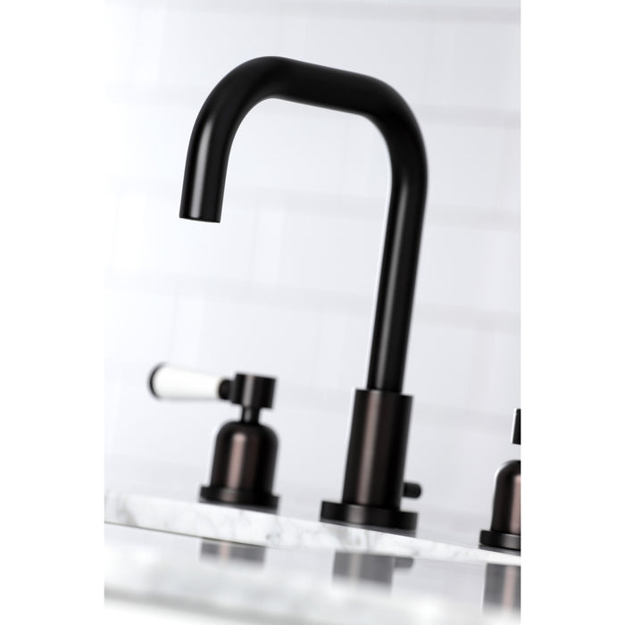 Paris FSC8935DPL Two-Handle 3-Hole Deck Mount Widespread Bathroom Faucet with Brass Pop-Up Drain, Oil Rubbed Bronze