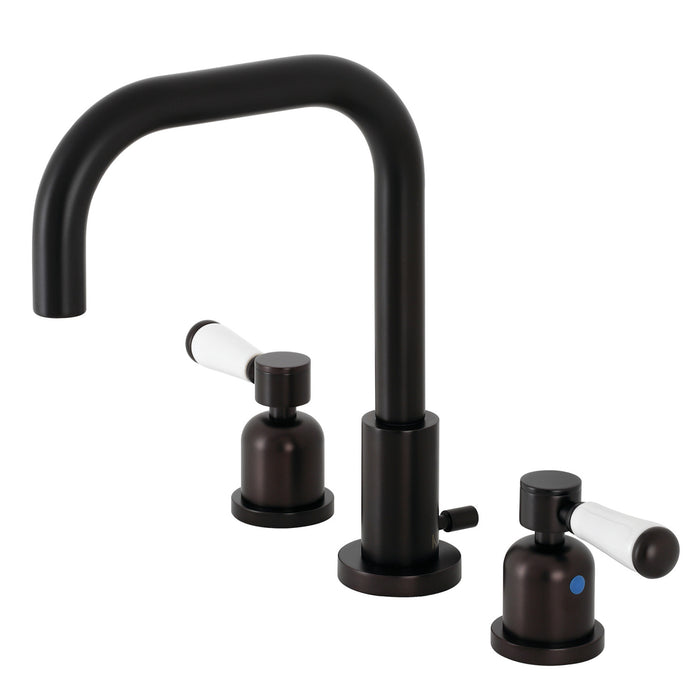 Paris FSC8935DPL Two-Handle 3-Hole Deck Mount Widespread Bathroom Faucet with Brass Pop-Up Drain, Oil Rubbed Bronze