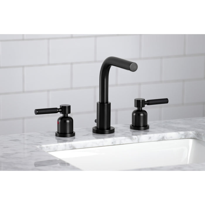 Kaiser FSC8950DKL Two-Handle 3-Hole Deck Mount Widespread Bathroom Faucet with Brass Pop-Up Drain, Matte Black