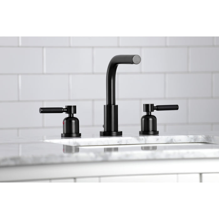 Kaiser FSC8950DKL Two-Handle 3-Hole Deck Mount Widespread Bathroom Faucet with Brass Pop-Up Drain, Matte Black