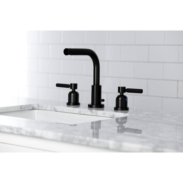 Kaiser FSC8950DKL Two-Handle 3-Hole Deck Mount Widespread Bathroom Faucet with Brass Pop-Up Drain, Matte Black