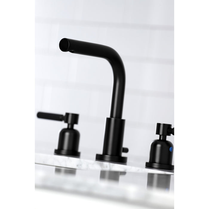 Kaiser FSC8950DKL Two-Handle 3-Hole Deck Mount Widespread Bathroom Faucet with Brass Pop-Up Drain, Matte Black