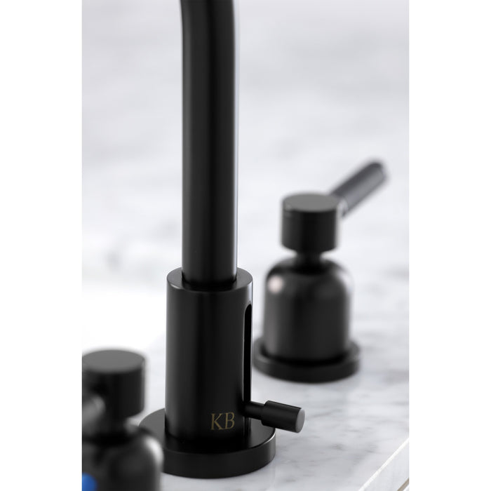 Kaiser FSC8950DKL Two-Handle 3-Hole Deck Mount Widespread Bathroom Faucet with Brass Pop-Up Drain, Matte Black