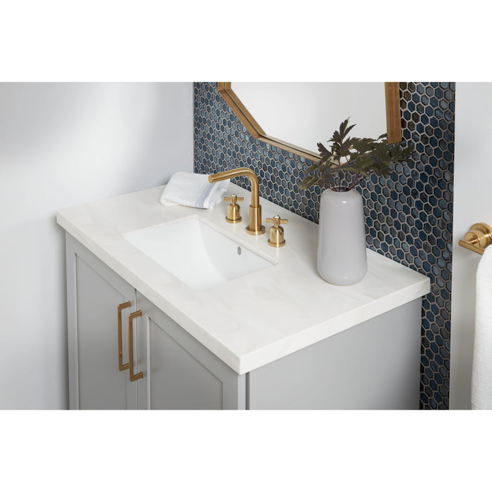 Millennium FSC8953ZX Two-Handle 3-Hole Deck Mount Widespread Bathroom Faucet with Brass Pop-Up Drain, Brushed Brass