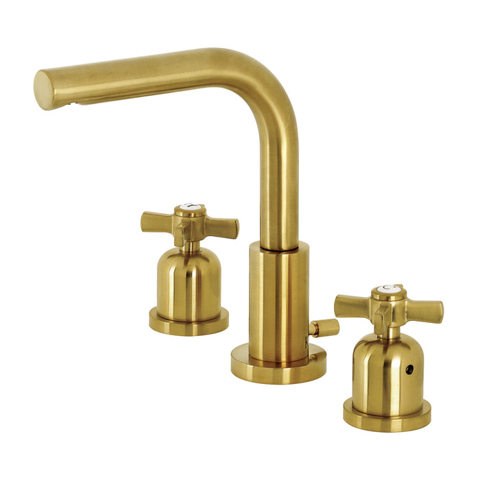 Millennium FSC8953ZX Two-Handle 3-Hole Deck Mount Widespread Bathroom Faucet with Brass Pop-Up Drain, Brushed Brass