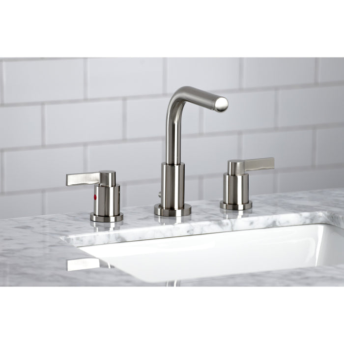 NuvoFusion FSC8958NDL Two-Handle 3-Hole Deck Mount Widespread Bathroom Faucet with Brass Pop-Up Drain, Brushed Nickel