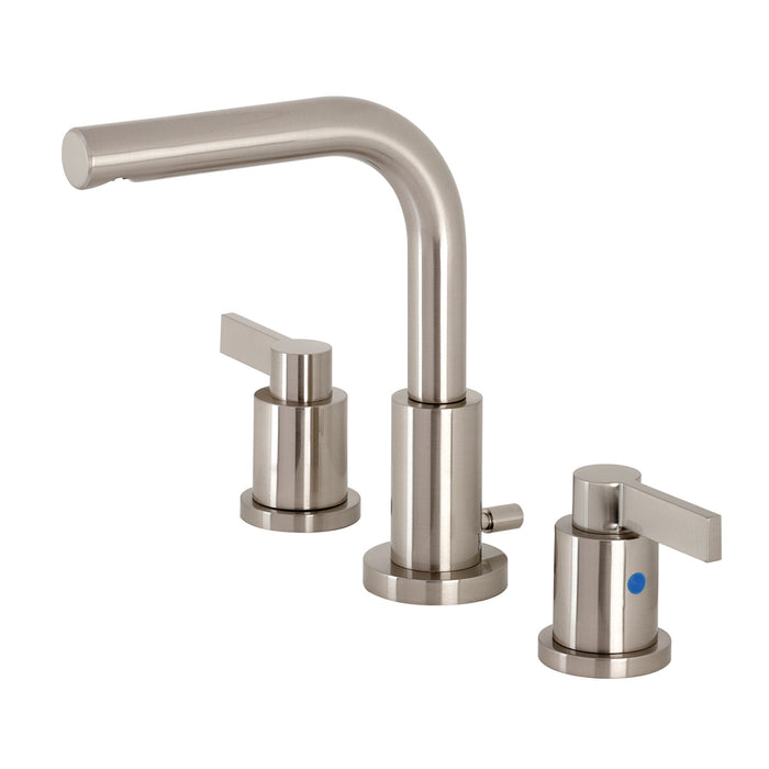 NuvoFusion FSC8958NDL Two-Handle 3-Hole Deck Mount Widespread Bathroom Faucet with Brass Pop-Up Drain, Brushed Nickel