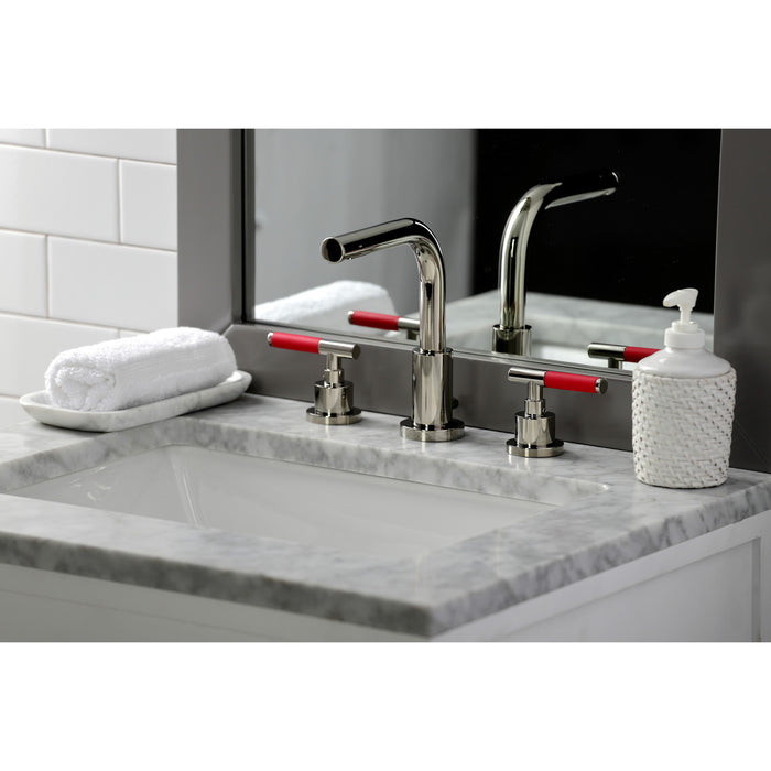 Kaiser FSC8959CKL Two-Handle 3-Hole Deck Mount Widespread Bathroom Faucet with Brass Pop-Up Drain, Polished Nickel