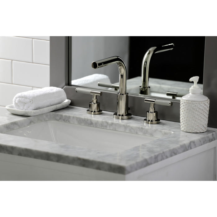 Kaiser FSC8959CKL Two-Handle 3-Hole Deck Mount Widespread Bathroom Faucet with Brass Pop-Up Drain, Polished Nickel