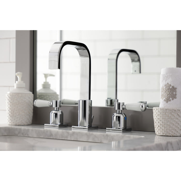 Paris FSC8961DPL Two-Handle 3-Hole Deck Mount Widespread Bathroom Faucet with Retail Pop-Up Drain, Polished Chrome