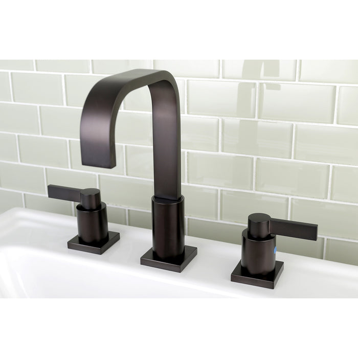 NuvoFusion FSC8965NDL Two-Handle 3-Hole Deck Mount Widespread Bathroom Faucet with Retail Pop-Up Drain, Oil Rubbed Bronze