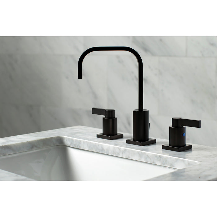 NuvoFusion FSC8965NDL Two-Handle 3-Hole Deck Mount Widespread Bathroom Faucet with Retail Pop-Up Drain, Oil Rubbed Bronze