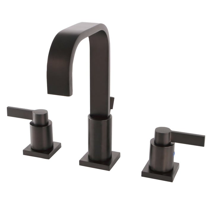 NuvoFusion FSC8965NDL Two-Handle 3-Hole Deck Mount Widespread Bathroom Faucet with Retail Pop-Up Drain, Oil Rubbed Bronze