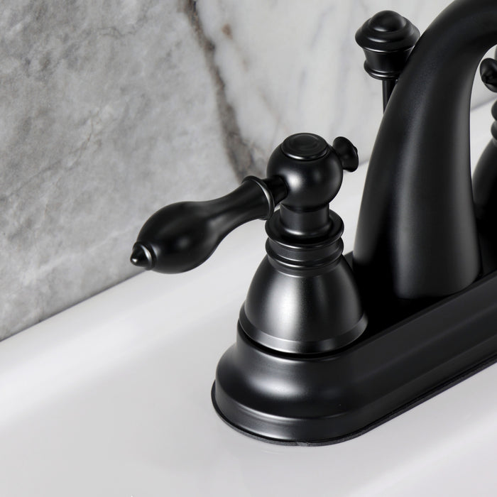 American Classic FSY5610ACL Double-Handle 3-Hole Deck Mount 4-Inch Centerset Bathroom Faucet with Pop-Up Drain, Matte Black