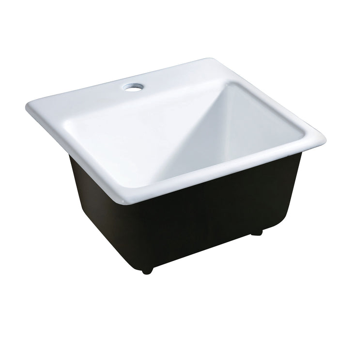 Towne GCKTS15158 15-Inch Cast Iron Self-Rimming 1-Hole Single Bowl Drop-In Kitchen Sink, White