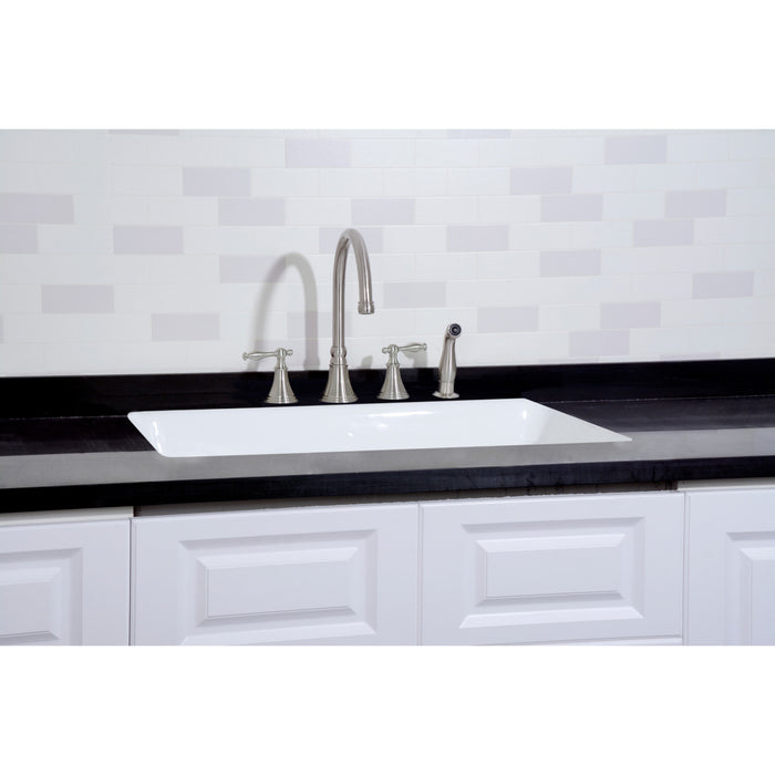 Towne GCKUS33229 33-Inch Cast Iron Undermount 4-Hole Single Bowl Kitchen Sink, White