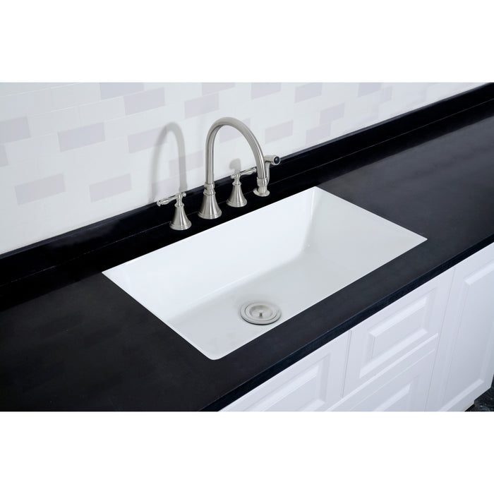 Towne GCKUS33229 33-Inch Cast Iron Undermount 4-Hole Single Bowl Kitchen Sink, White