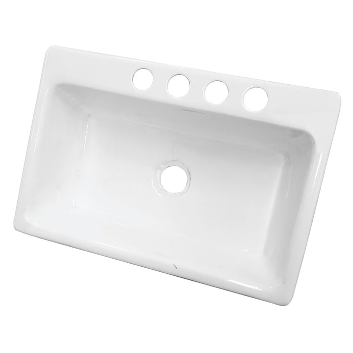 Towne GCKUS33229 33-Inch Cast Iron Undermount 4-Hole Single Bowl Kitchen Sink, White