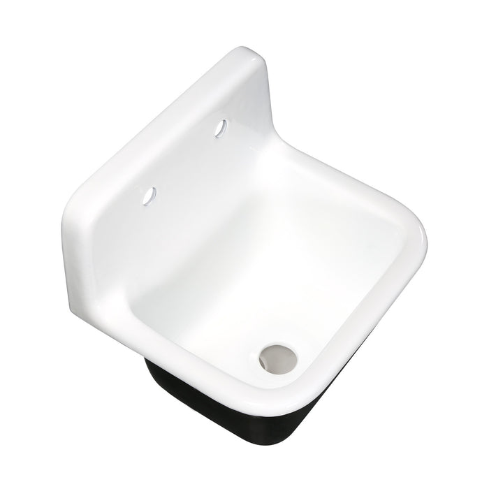 Petra Galley GCKWS221822 22-Inch Cast Iron Wall Mount 2-Hole Single Bowl Kitchen Sink, White