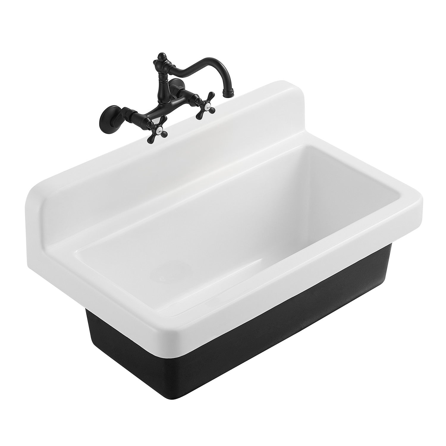 Petra Galley GCKWS331916 33-Inch x 19-Inch Cast Iron Wall Mount Kitchen  Sink, White