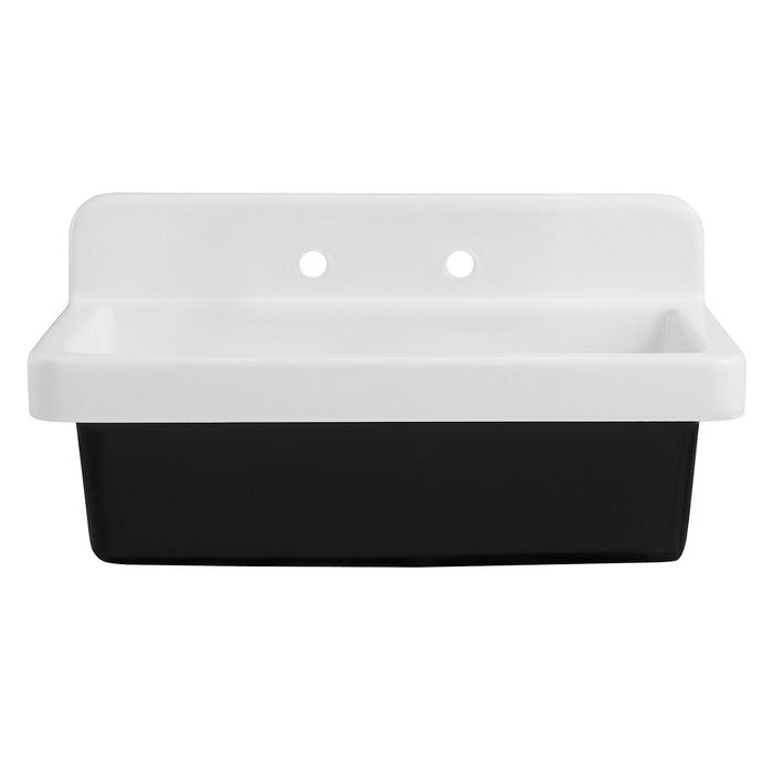 Petra Galley GCKWS331916W8 33-Inch x 19-Inch Cast Iron Wall Mount Kitchen Sink, White