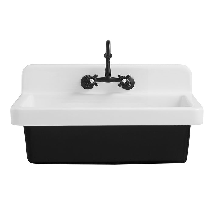 Petra Galley GCKWS331916W8 33-Inch x 19-Inch Cast Iron Wall Mount Kitchen Sink, White