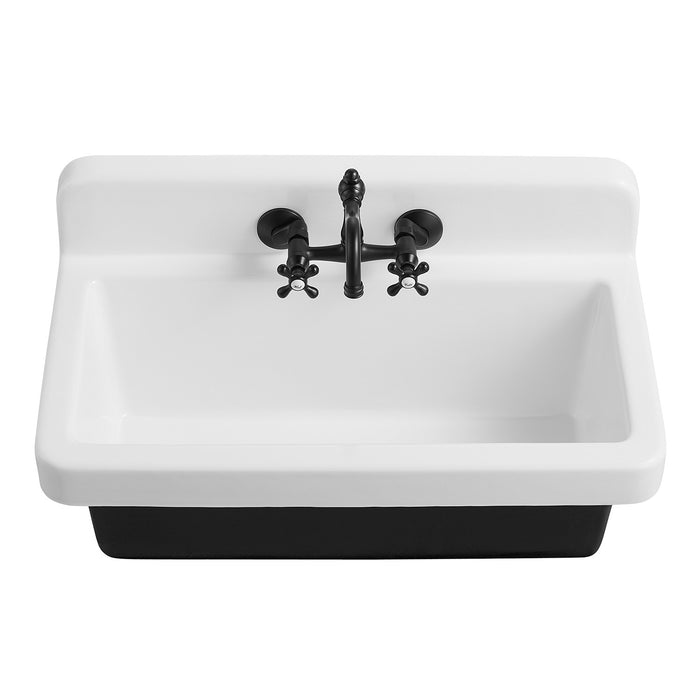 Petra Galley GCKWS331916W8 33-Inch x 19-Inch Cast Iron Wall Mount Kitchen Sink, White