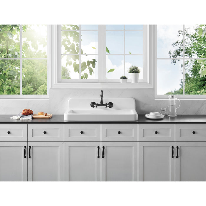 Petra Galley GCKWS331916W8 33-Inch x 19-Inch Cast Iron Wall Mount Kitchen Sink, White