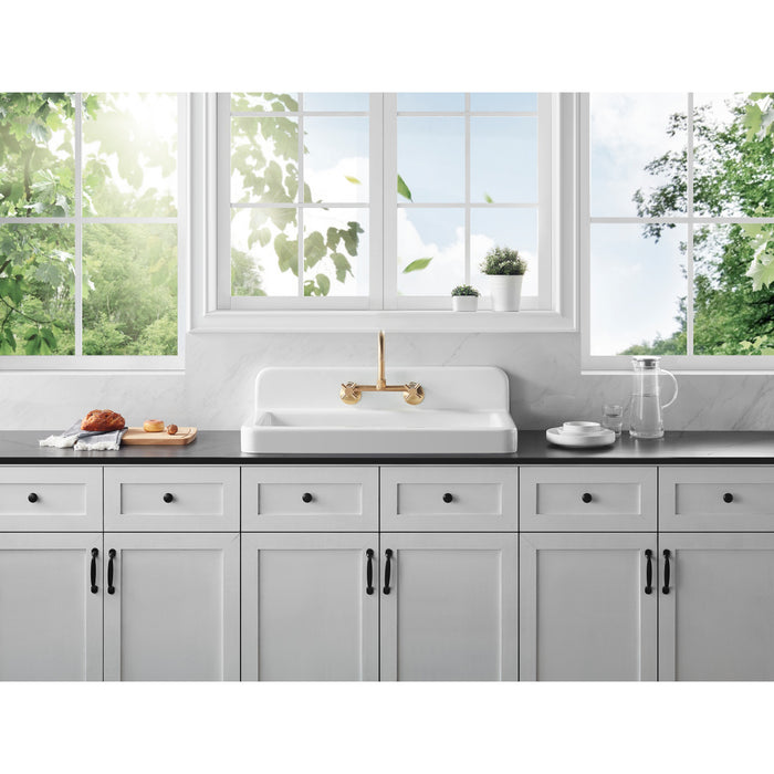 Petra Galley GCKWS331916W8 33-Inch x 19-Inch Cast Iron Wall Mount Kitchen Sink, White