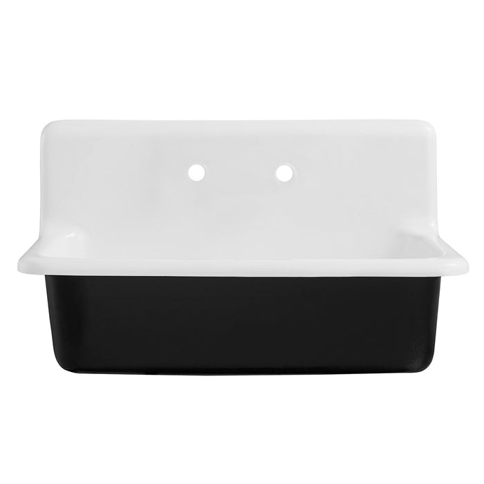 Petra Galley GCKWS362011 36-Inch x 20-Inch Cast Iron Wall Mount Kitchen Sink, White