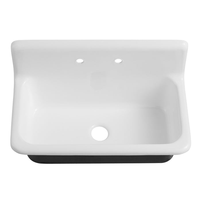 Petra Galley GCKWS362011 36-Inch x 20-Inch Cast Iron Wall Mount Kitchen Sink, White