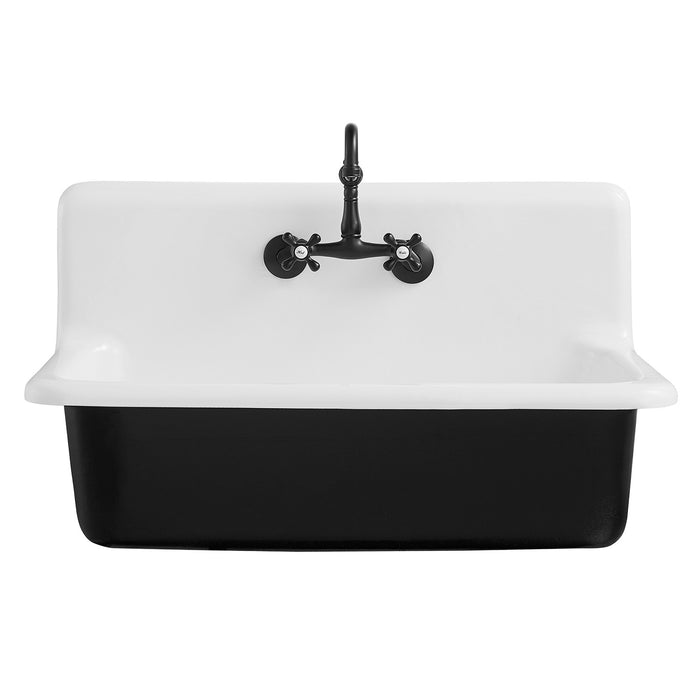 Petra Galley GCKWS362011 36-Inch x 20-Inch Cast Iron Wall Mount Kitchen Sink, White