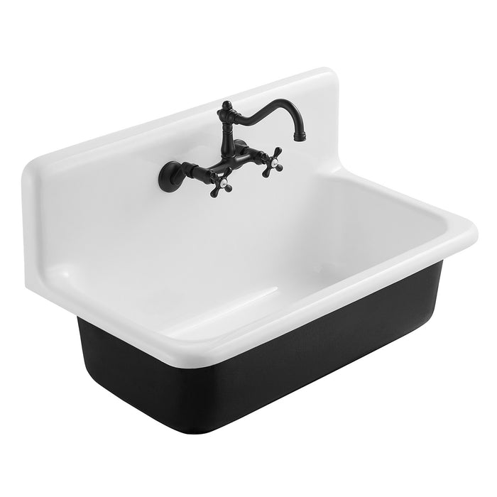 Petra Galley GCKWS362011 36-Inch x 20-Inch Cast Iron Wall Mount Kitchen Sink, White